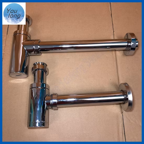 싱크대용 최고 품질의 욕실 크롬 마감 황동 도금 병 트랩